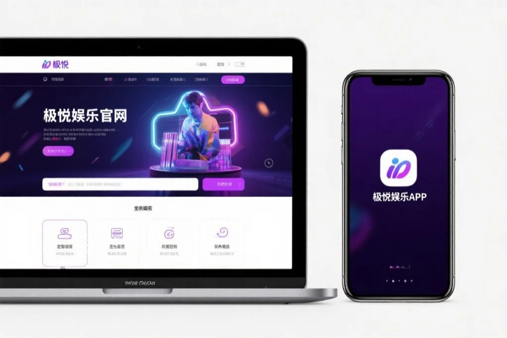 一台笔记本电脑屏幕上显示着奇亿娱乐官网的界面，旁边是一部手机显示着奇亿娱乐APP，两者并列对比